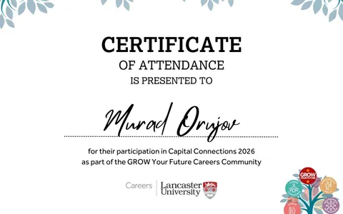 Capital Connections 2026 — Grow Your Future certificate